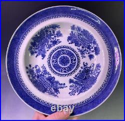 10 Antique Chinese Qing Dynasty Blue Fitzhugh Shallow Bowl 19th C