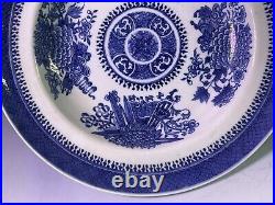 10 Antique Chinese Qing Dynasty Blue Fitzhugh Shallow Bowl 19th C