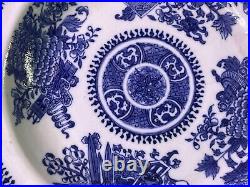 10 Antique Chinese Qing Dynasty Blue Fitzhugh Shallow Bowl 19th C