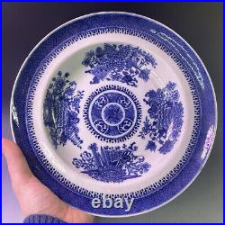 10 Antique Chinese Qing Dynasty Blue Fitzhugh Shallow Bowl 19th C