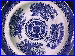 10 Antique Chinese Qing Dynasty Blue Fitzhugh Shallow Bowl 19th C