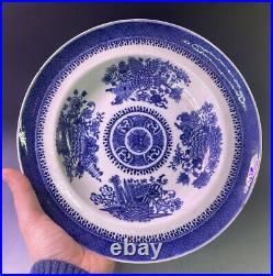 10 Antique Chinese Qing Dynasty Blue Fitzhugh Shallow Bowl 19th C