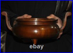 11 marked qianlong old chinese Qing Dynasty bronze handle Incense burner Censer