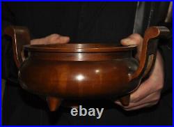 11 marked qianlong old chinese Qing Dynasty bronze handle Incense burner Censer