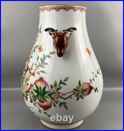 12old chinese qing dynasty pastel wucai porcelain peach flowers bottle vase pot