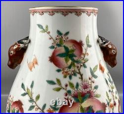 12old chinese qing dynasty pastel wucai porcelain peach flowers bottle vase pot