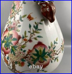 12old chinese qing dynasty pastel wucai porcelain peach flowers bottle vase pot