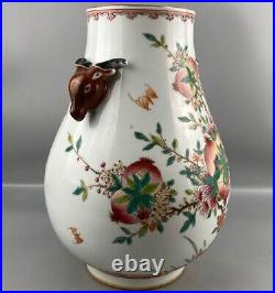 12old chinese qing dynasty pastel wucai porcelain peach flowers bottle vase pot