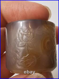 18/19th century Chinese Qing dynasty carved agate ring