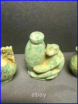 3 Chinese Carved Jadeite Qing Dynasty Unique Snuff Bottles