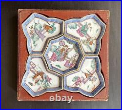 5 Pics Antique Qing Dynasty Chinese Famille Rose Sweetmeat Set