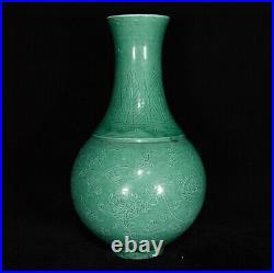 8.1 Chinese Old Antique Porcelain qing dynasty Green glaze flower Vase