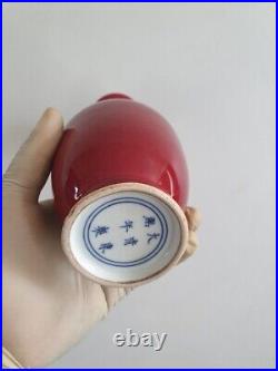 8 Chinese Old Vintage Red Glaze Porcelain Vase Qing Dynasty Kangxi Period