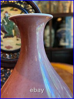 A Chinese Qing Dynasty Red Glazed Yuhuchun Porcelain Vase with Qianlong Mark