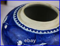 Antique Chinese Blue and White Plum Ice Ginger Jar Qing Dynasty