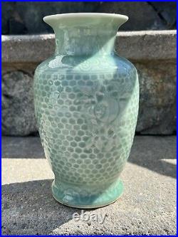 Antique Chinese Celadon Porcelain Vase Three Abundances Marked QING DYNASTY