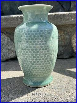 Antique Chinese Celadon Porcelain Vase Three Abundances Marked QING DYNASTY