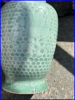 Antique Chinese Celadon Porcelain Vase Three Abundances Marked QING DYNASTY