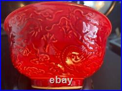 Antique Chinese Glaze Porcelain Qing Dynasty YongZheng Mark Red Dragon