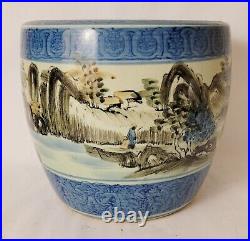 Antique Chinese Porcelain Vase Planter Cachepot Qing Dynasty 19th Century