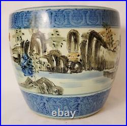 Antique Chinese Porcelain Vase Planter Cachepot Qing Dynasty 19th Century