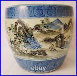 Antique Chinese Porcelain Vase Planter Cachepot Qing Dynasty 19th Century