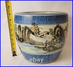 Antique Chinese Porcelain Vase Planter Cachepot Qing Dynasty 19th Century