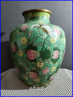 Antique Chinese Qing Dynasty Cloisonne Vase