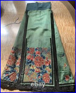 Antique Chinese Qing Dynasty Lady Silk Skirt Textile Embroidered