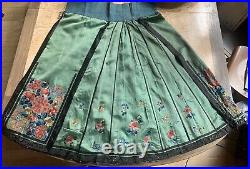 Antique Chinese Qing Dynasty Lady Silk Skirt Textile Embroidered