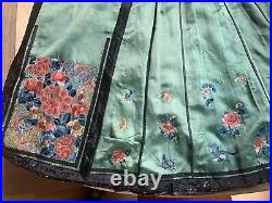 Antique Chinese Qing Dynasty Lady Silk Skirt Textile Embroidered