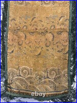 Antique Chinese Qing Dynasty Silk Brocade Robe Piece 30 X 55 Cm