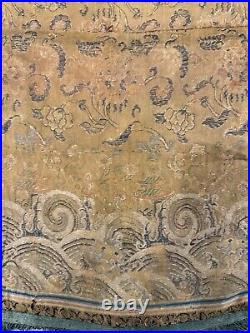 Antique Chinese Qing Dynasty Silk Brocade Robe Piece 30 X 55 Cm