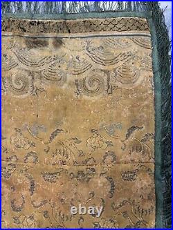 Antique Chinese Qing Dynasty Silk Brocade Robe Piece 30 X 55 Cm