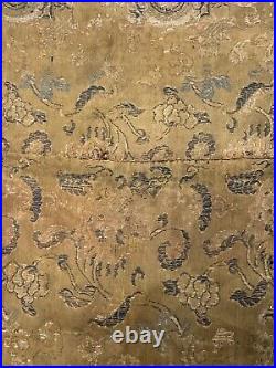 Antique Chinese Qing Dynasty Silk Brocade Robe Piece 30 X 55 Cm