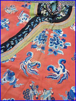 Antique Chinese Qing Dynasty Silk Embroidered Imperial Robe