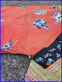 Antique Chinese Qing Dynasty Silk Embroidered Imperial Robe