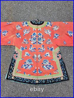 Antique Chinese Qing Dynasty Silk Embroidered Imperial Robe