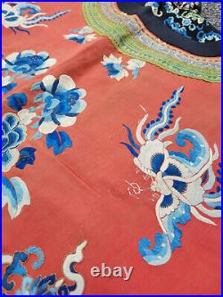 Antique Chinese Qing Dynasty Silk Embroidered Imperial Robe