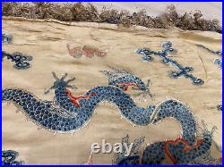 Antique Chinese Qing Dynasty Silk Embroidered textile Panel wall hanging 28X28