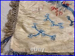 Antique Chinese Qing Dynasty Silk Embroidered textile Panel wall hanging 28X28