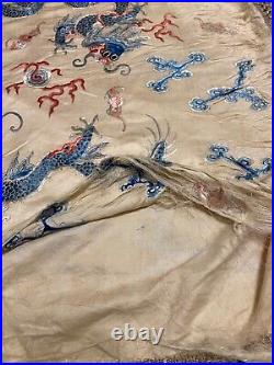 Antique Chinese Qing Dynasty Silk Embroidered textile Panel wall hanging 28X28