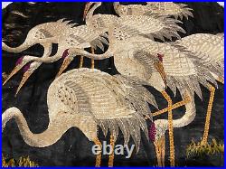Antique Chinese Qing Dynasty Silk Embroidery textile Panel wall hanging 16 X 16