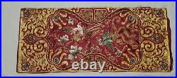 Antique Chinese Qing Dynasty Silk Embroidery textile Panel wall hanging 31 X 14