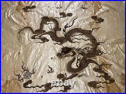 Antique Chinese Qing Dynasty Silk Embroidery textile Panel wall hanging 60X54