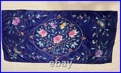 Antique Chinese Qing Dynasty Silk Embroidery textile Panel wall hanging 67X32