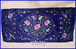 Antique Chinese Qing Dynasty Silk Embroidery textile Panel wall hanging 67X32