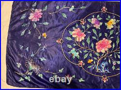 Antique Chinese Qing Dynasty Silk Embroidery textile Panel wall hanging 67X32