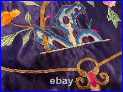 Antique Chinese Qing Dynasty Silk Embroidery textile Panel wall hanging 67X32