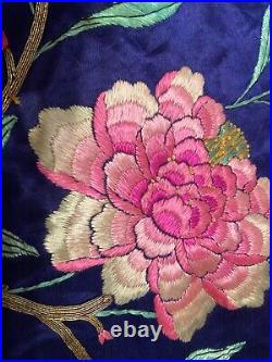 Antique Chinese Qing Dynasty Silk Embroidery textile Panel wall hanging 67X32